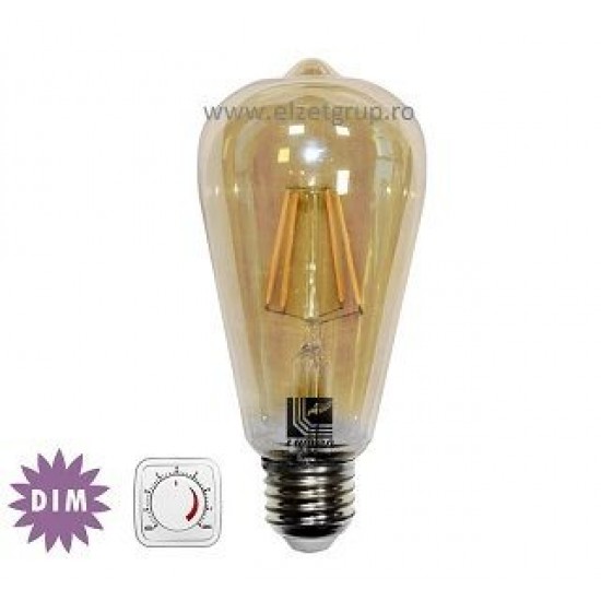 Bec led 6W E27 COG Decorativ Dimabil Alb Cald Lumen