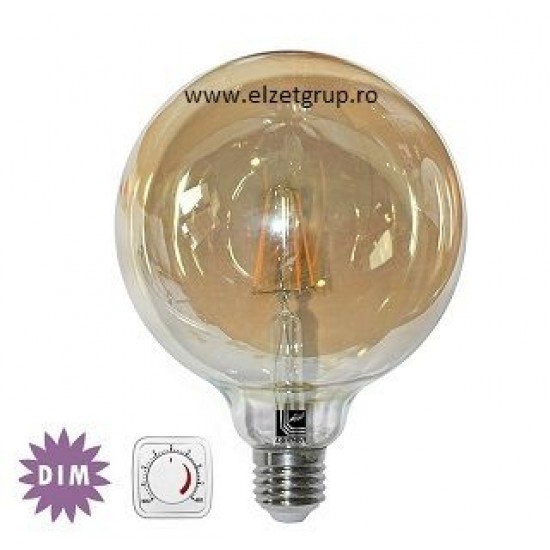 Bec led 6W E27 COG Decorativ Dimabil G95 Alb Cald Lumen