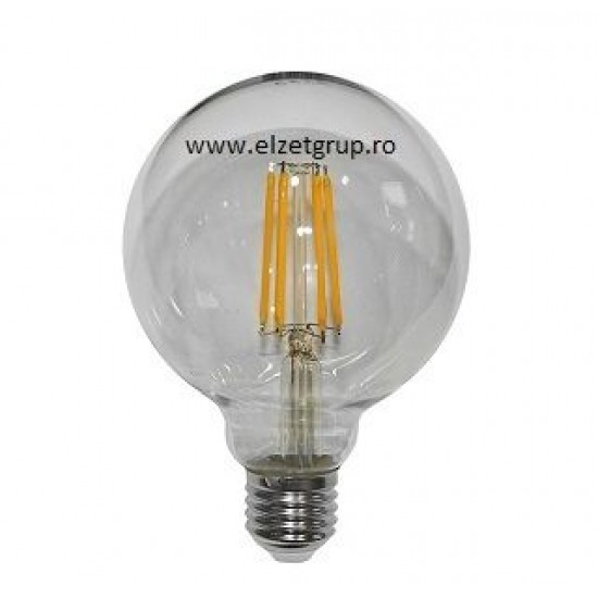 Bec led 8W E27 COG Decorativ G95 GLOB CLAR Lumen