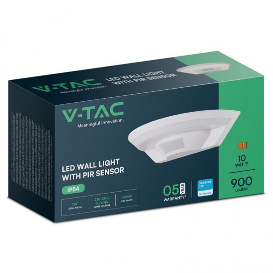 Lampa perete led 10W cu senzor miscare V-TAC