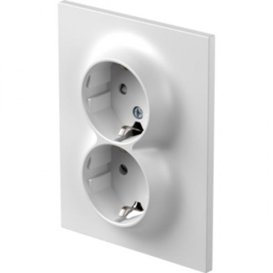 Priza schuko dubla slim alb Logiq Tem