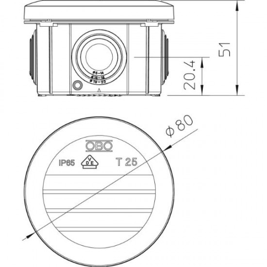 Doza PT 80X51 rezistenta la flacara Obo