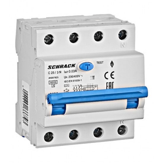 Diferential 25A 3P+N Curba C 30mA RCBO TIPA 