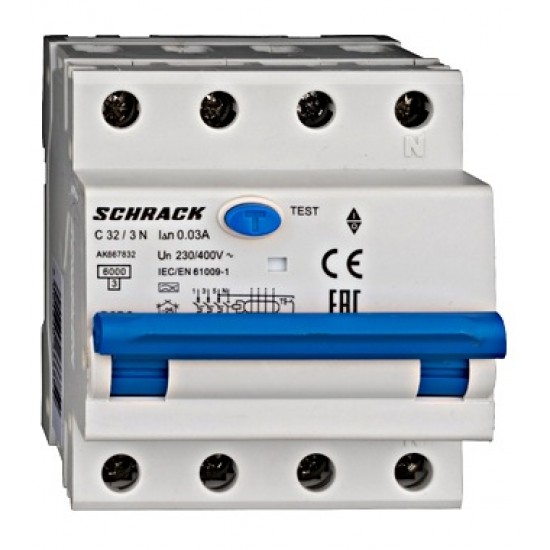 Diferential 32A 3P+N Curba C 30mA RCBO TIPA 